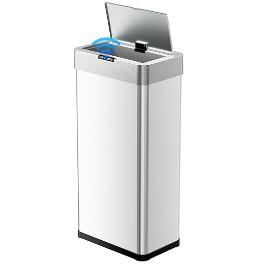 TLSUNNY 21.1 Gallon Motion Sensor Trash Can,Touchless Automatic Garbage Can,Brushed Stainless Steel Smart Bin,with Bag Holder,Soft Close Lid,for Kitchen,Office,RV,Bedroom,Living Room (Silver, 80L)