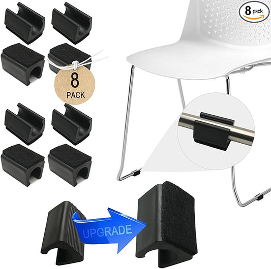 Rectangle U Shaped Chair Leg Tips Cap with Felt Pads,Furniture Feet Protectors Slide Smoothly Glides,Protect Hardwood Floor No Scratches No Noise,Fit 12mm(15/32inch) Diameter Tubular Legs (Black 8PCS)