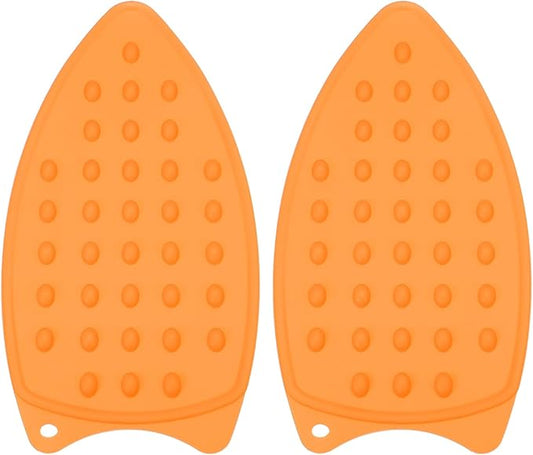 PATIKIL Silicone Iron Rest Pad, 2 Pcs Multipurpose Hot Heat Resistant Iron Rest Plate Protective Pad for Ironing Board Hot Resistant Steamer Steam Compact Mat, Orange