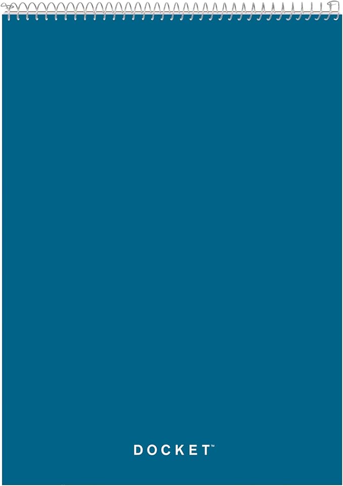 TOPS Docket Wire-Bound Writing Pad, 8-1/2" x 11-3/4", Blue Heavy-Duty Cover, Extra-Strong Back, White Paper, Legal Rule, 70 Sheets (99614)