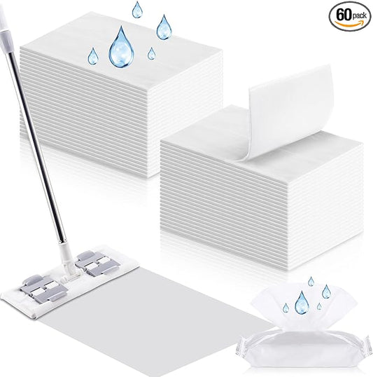 60 Counts Sweeper Wet Mopping Cloths 17.7 x 11.8'' X Large Wet Mop Pads Refills XL Disposable Floor Wipes Duster for Sweeping Scrubbing Cleaning Dry Wood Hardwood Tile