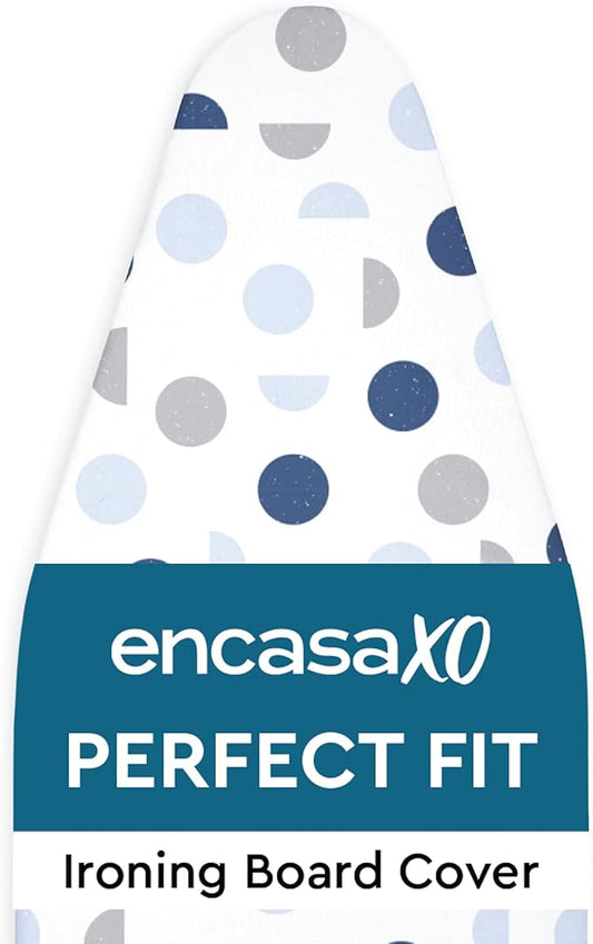 Encasa XO Ironing Board Cover and Pad 42"x14" - Thick 3mm Felt Padding, Drawstring Tightening & Lock, Easy Fit, Scorch & Stain Resistant, Fits Medium Ironing Board - Blue Moon