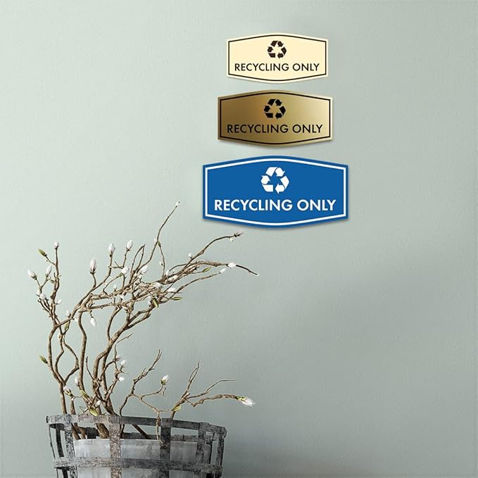Fancy Recycling Only Sign (Navy Blue/Gold) - Small