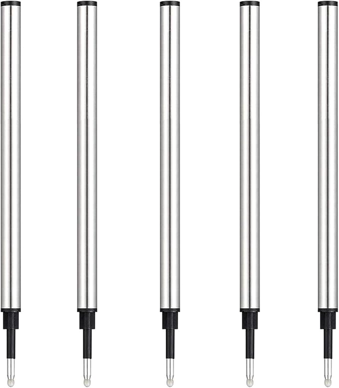 DunBong Rollerball Pen Refills, Roller Ball Fine Point 0.5mm, Red Ink Refill Pack of 5 - Replaceable Ballpoint Pen Refills Medium Point (Red)