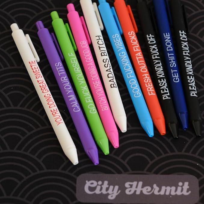 22Pcs Funny Pens Set for Adults, Swear Word Daily Ballpoint Novelty Pens, Set Days of The Week Dirty Cuss Word Pens for Each Day Funny Office Gifts for Coworkers