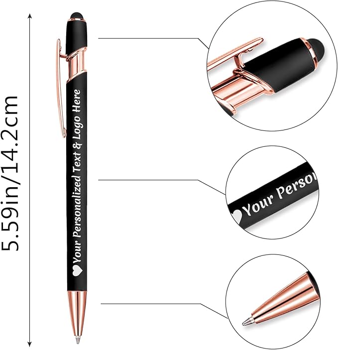 STREADVE 100 Personalized Custom Pens Engraved Writing Pen with Name Logo, Customized Promotional Items Stylus Pen Gifts for Men Women Realtor Business Reunion Wedding