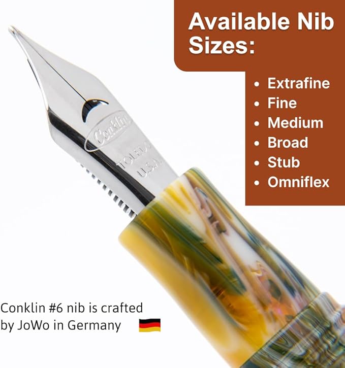 Conklin 1898 Fountain Pen, Misto Orange - Extra Fine Nib | Luxury Writing Instrument with Unique Resin Blend | JoWo Stainless Steel Nib Made in Germany | Ideal for Pen Enthusiasts