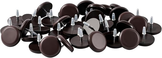 Furniture Glides Sliders-Furnigear PTFE (Teflon) Chair Leg Movers Sliders for Carpet and Hardwood Surface - Move Your Furniture Easy & Safely - Best Floor Protector (1 inch/Nail, Brown-40pack)