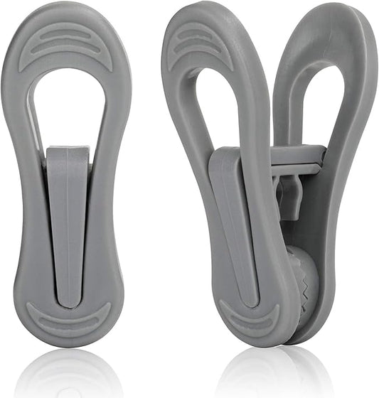 Tinfol 50pc Grey Plastic Hanger Clips, Strong Pinch Grip Finger Clips for Plastic Clothes Hangers, Multi-Purpose Hanger Clips