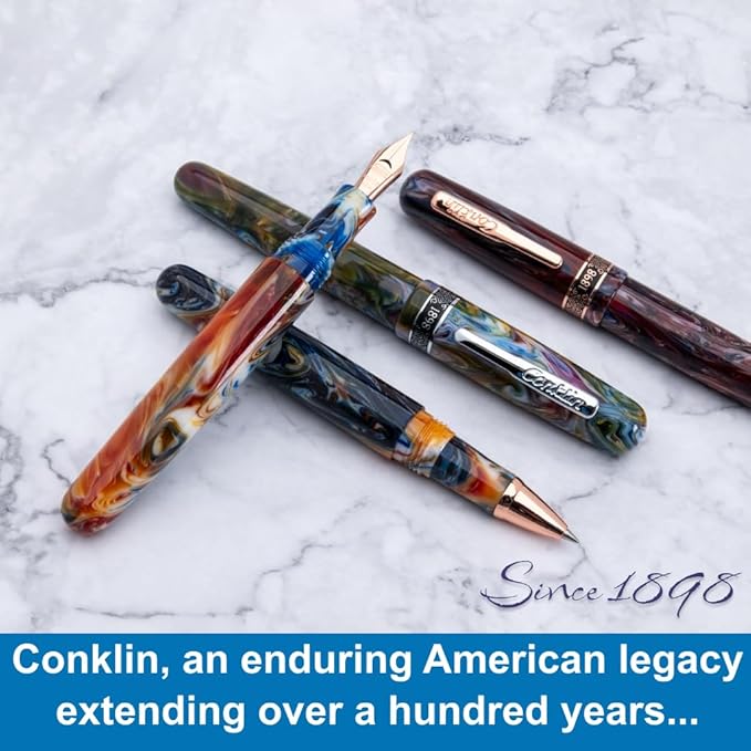 Conklin 1898 Fountain Pen, Misto Green - Flex Nib | Luxury Writing Instrument with Unique Resin Blend | JoWo Stainless Steel Nib Made in Germany | Ideal for Pen Enthusiasts