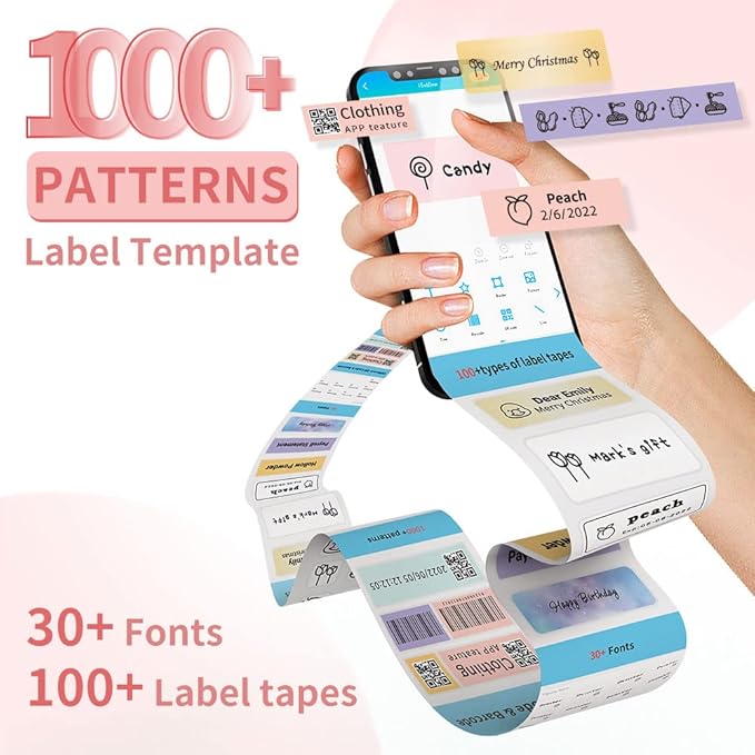 Phomemo Label Maker Machine, D30 Portable Handheld Bluetooth Mini Label Printer, Multiple Templates Smartphone Thermal Small Label Maker for Kids School Items, Classroom Teacher Supplies, Easy to Use
