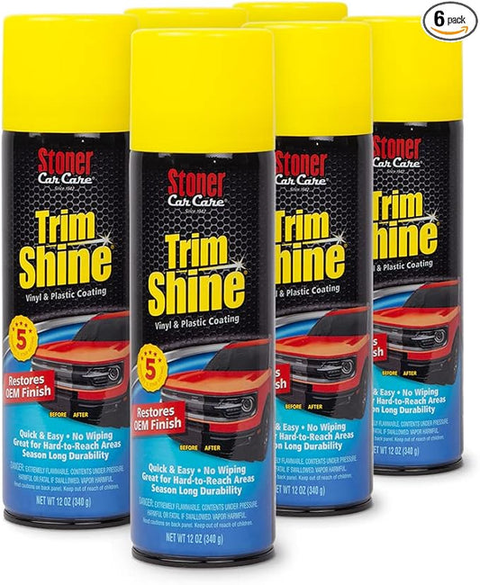 Stoner Car Care 91034-6PK Trim Shine – Vinyl and Plastic Protectant for Interior and Exterior Detailing, Restores OEM Color, Adds Shine, UV and Water Protection – 12 oz (Pack of 6)