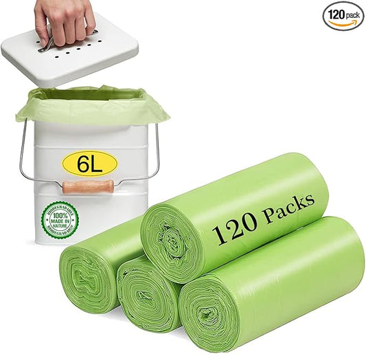Small Trash Bags 1.2 Gallon (5L) - 120 Counts Garbage Bags, Unscented Compost Bags for Bathroom, Office & Dorm