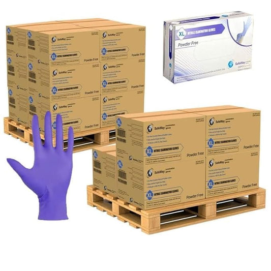 SafeWay Nitrile Disposable Gloves — Multi-Purpose Powder-Free, Non-Latex, Medical Use, and Textured Fingertips for Food Prep, Cleaning, Tattoo, Nursing, Lab, Examination, & More —(140000pcs, X-Large)