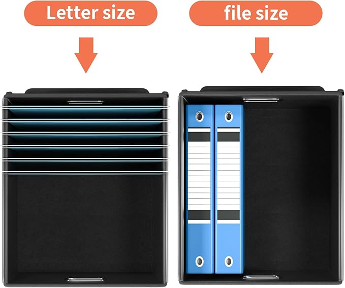 Huolewa Portable File Organizer Box with Lid, Large Linen Hanging Office Document Storage Box with Lid, Collapsible Filing&Storage Box for Office/Decor/Home - 14.9 x 12.7 x 10.8 inch