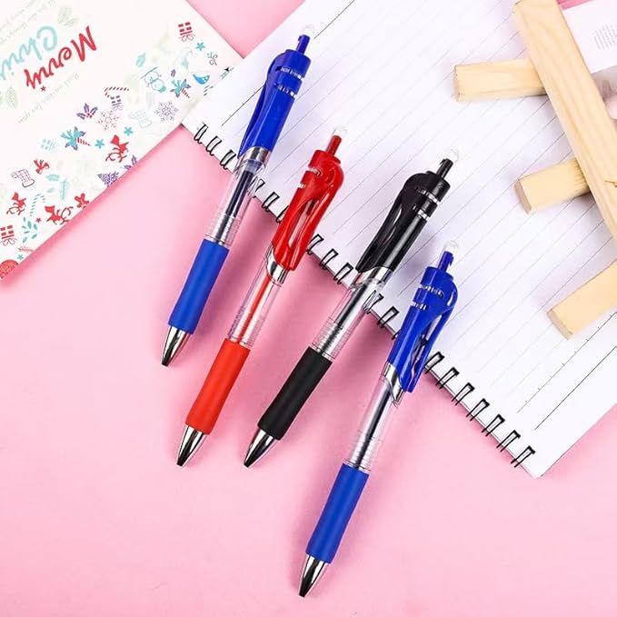 30PCS Retractable Gel Pens for Journaling, 0.5mm Ink Pens for School Office Suppliers, Fine Point Smooth Writing Pens. (Red)