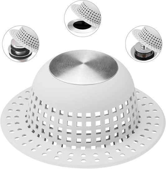 Shower Drain Hair Catcher, Bathtub Drain Cover Foldable Silicone Shower & Tub Protector for Pop-Up & Regular Drains