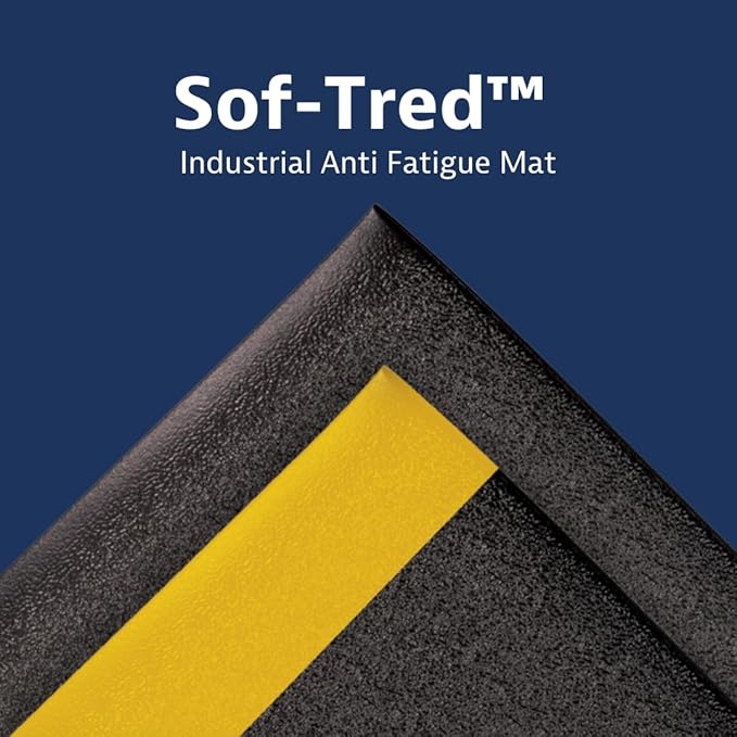 Notrax 411 Sof-Tred™ 2' x 3' x 3/8" Anti Fatigue Mat, Enhanced Slip Resistance with Beveled Edges and Pebbled Surface, Ideal for Industrial and Commercial Workplaces, Black, 411S0323BL