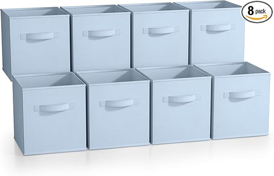 Sorbus Fabric Storage Cubes - 8 Foldable Storage Bins for Organizing Pantry, Cubbies, Toy Box - Clothes Storage & Closet Organizer - 11 Inch Collapsible Cube Baskets for Shelves with Handle