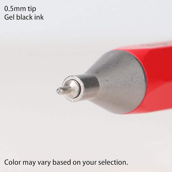 MARK'STYLE days, Gel Ink Metal Ballpoint Pen - 0.5mm Retractable Black Ink, Retro styling Light Weigh Pen, Made in Japan- Perfect for School, Office, and Journaling (Black)