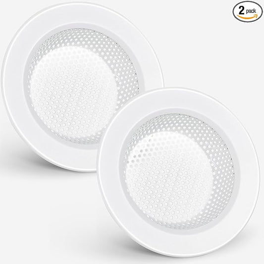 Retisee 2 Pcs Sink Strainer Stainless Steel Kitchen Sink Drain Strainer Basket Cover Mesh Hair Food Catcher, Large Wide Rim of 4.4 Diameter(Porcelain White)