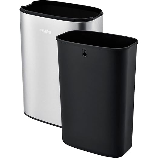 Global Industrial 10-1/2 Gallon Stainless Steel Slim Open Top Receptacle