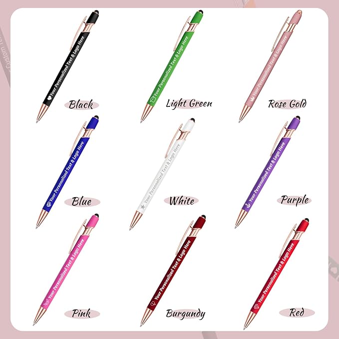 STREADVE 300 Personalized Custom Pens Engraved Writing Pen with Name Logo, Customized Promotional Items Stylus Pen Gifts for Women Realtor Birthday Wedding Business, Purple