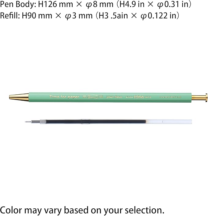 MARK'STYLE Time For Paper – Retro styling Ballpoint Pen, 0.5mm Black Gel Ink, For Office, School, and Journaling | Made in Japan, Refill Included (Mint)