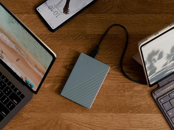 WD 6TB My Passport Portable Hard Drive, Works with USB-C and USB-A, Windows PC, Mac, Chromebook, Gaming Consoles, and Mobile Devices, Backup Software and Password Protection - WDBY3J0060BGY-WESN