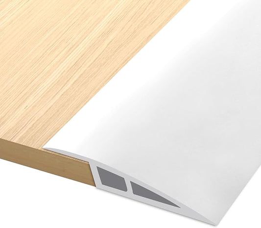 Vinyl Door Threshold Flooring Transition Strip Self Adhesive Carpet Edging Strip for Laminate Doorway Edge Threshold from 1/5" to 2/5" (White, 3.3 Ft)