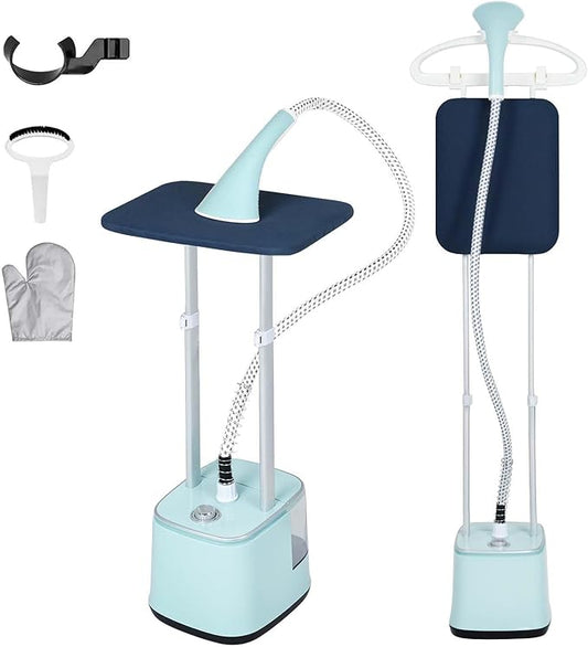 Standing Garment Steamer, 2000W Powerful Steamer for Clothes, 10 Steam Levels, 2.7L Water Tank for 90 Mins Continuous Steaming, Home Commercial Use (Blue)