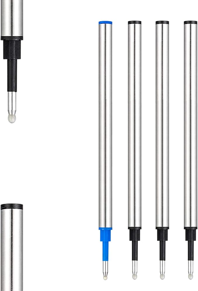 DunBong Rollerball Pen Refills, Roller Ball Fine Point 0.5mm, Red Ink Refill Pack of 5 - Replaceable Ballpoint Pen Refills Medium Point (Navy Blue)