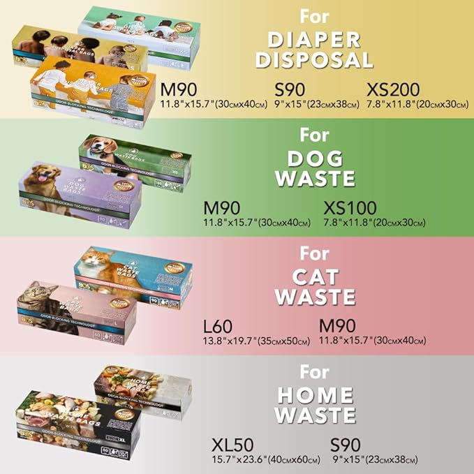 BOS Odor-Sealing Kitchen, Home & Food Small Trash Bags for Waste- Disposable Bags - Scent & Smell Free (50 Bags) [Size XL, Color White]