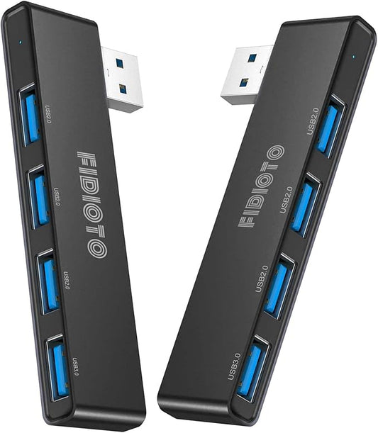 USB Hub 2Pack, Fidioto 4 Port Network-Hub(1 * 3.0 Hub, 3 * 2.0 Hub), USB Expander Hub for Laptop, iMac Pro, MacBook Air, Mac mini/Pro, Surface Pro, Notebook PC, USB Flash Drives and Mobile HDD Etc.