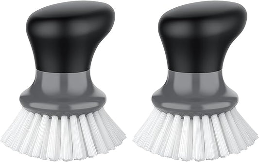 MR.SIGA Dish Scrub Brush, Palm Brush Dish Scrubber with Ergonomic Grip, Kitchen Brushes for Dishes, Gray, Pack of 2