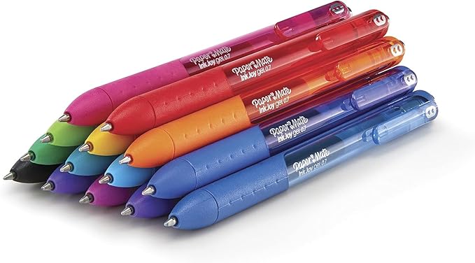Paper Mate InkJoy Gel Pens, Bright Blue Ink, Medium Point (0.7mm), 10 Count, Bundle with Plastic Reusable Pouch