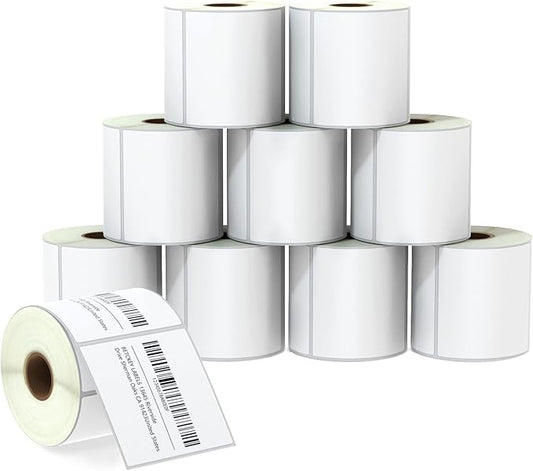 BETCKEY - 3" x 3" (76 mm x 76 mm) Multipurpose & Large Square Labels Compatible with Zebra & Rollo Label Printer,Premium Adhesive & Perforated [10 Rolls, 5000 Labels]
