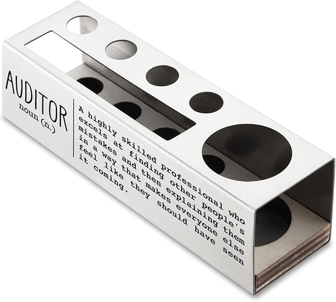 Auditor Definition Gifts for Women, Men, Auditor Finance Desk Decor Stainless Steel Pen Pencil Holders WCC49