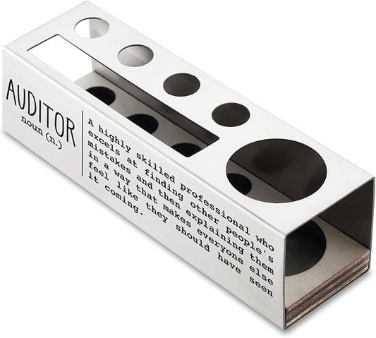 Auditor Definition Gifts for Women, Men, Auditor Finance Desk Decor Stainless Steel Pen Pencil Holders WCC49