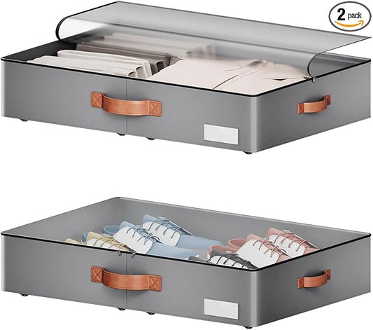 Under bed Storage With Wheels,Low profile 5.5 inches Height Storage Bins,Rolling Under bed Shoe Storage Containers,Under bed Storage Drawers for clothes & blankets