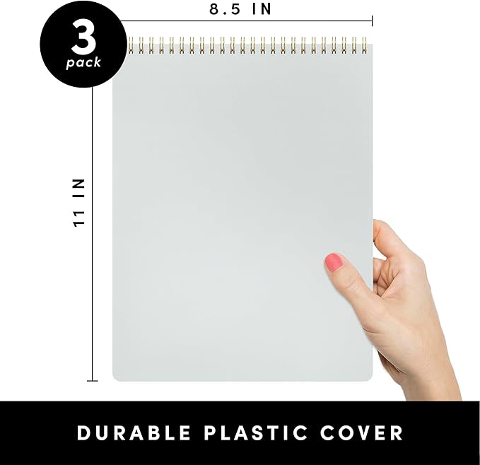 PAPERAGE Top Bound Spiral Notebook, 6 Pack, Lined Notepad, (Lavender/Blush/Light Grey), 70 Sheets (140 Pages) Per Notebook, Wide/Legal Ruled, 8.5 inches x 11 inches