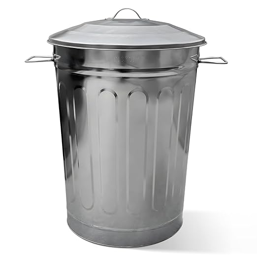 Plexon 13-Gallon Galvanized Steel Round Trash Can with Lid