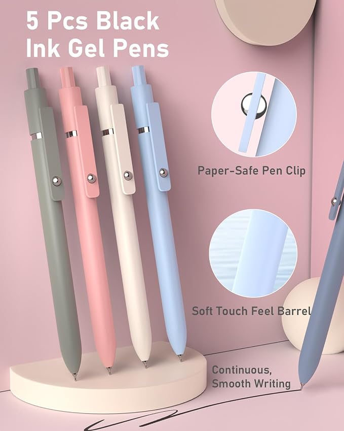 Four Candies 39 PCS Aesthetic School Supplies with Cute Pen Case, 12 Pastel Highlighters, 5 Black Ink Gel Pens, 6 Mechanical Pencils Set 0.5 & 0.7mm for Students Stationary College Essentials (Blue)
