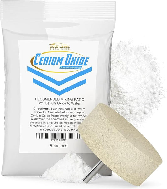 Optical Grade Cerium Oxide 8oz Glass Repair Powder | Glass Window and Windshield Repair