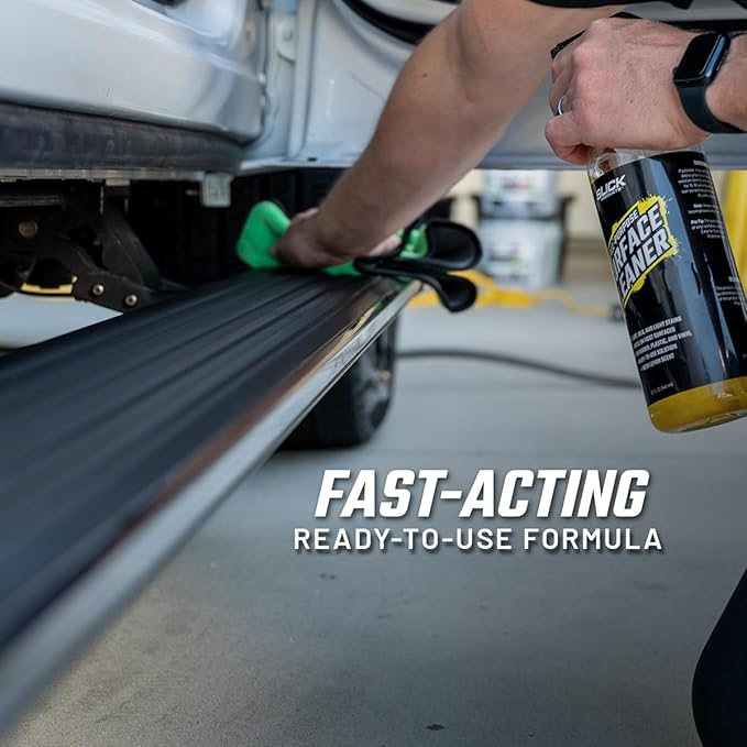 Slick Products All-Purpose Surface Cleaner – Heavy-Duty Interior & Exterior Car Cleaner for Vinyl, Plastic, Rubber, Carpet & Upholstery – Ready-to-Use Formula with Fresh Lemon Scent – 128 oz.