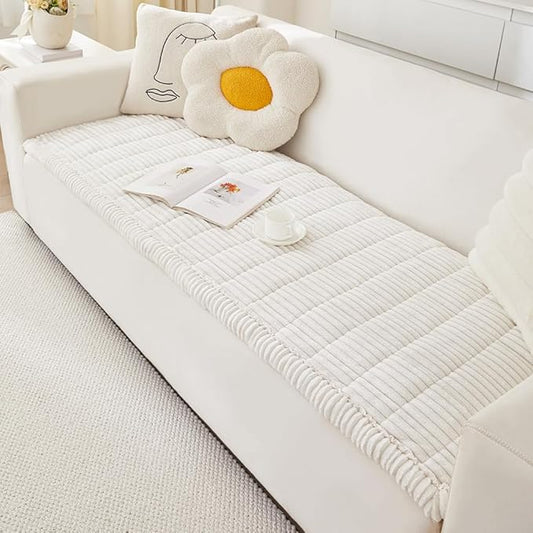 Couch Cover for Dogs Washable, Fuzzy Pet Couch Covers for 3 Cushion Sofa Pet Friendly, Non Slip Sofa Cover (White, 27.6" x 59"/70 x 150cm)