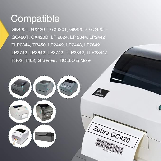 BETCKEY - 4" x 1" (102 mm x 25 mm) Multipurpose Labels Compatible with Zebra & Rollo Label Printer,Premium Adhesive & Perforated [6 Rolls, 8250 Labels]