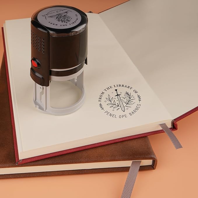Custom Self-Inking Stamps | Personalized Book Stamp Gift for Book Lovers | 5 Ink Colors (Style14)