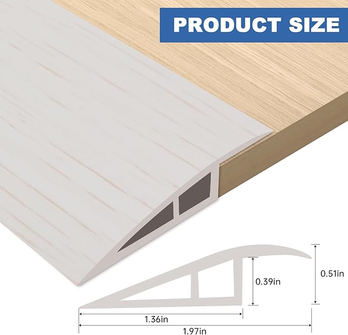 Vinyl Door Threshold Flooring Transition Strip Self Adhesive Carpet Edging Strip for Laminate Doorway Edge Threshold from 1/5" to 2/5" (Beige Wood Grain, 3.3 Ft)