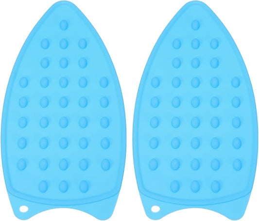 PATIKIL Silicone Iron Rest Pad, 2 Pcs Multipurpose Hot Heat Resistant Iron Rest Plate Protective Pad for Ironing Board Hot Resistant Steamer Steam Compact Mat, Blue